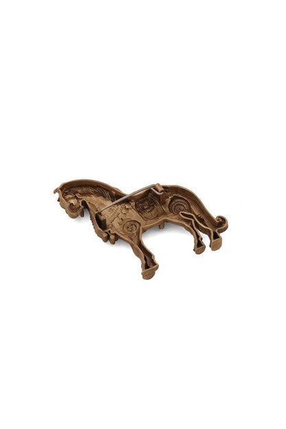 Antique Gold Brass Stallions Legacy Brooch