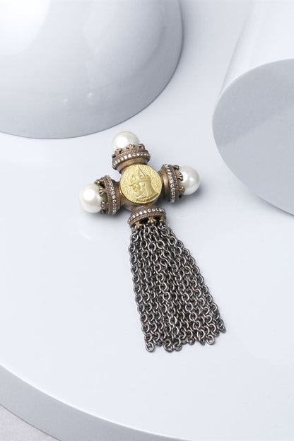Dual Tone Russian Coin Brooch
