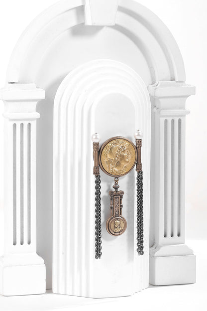 Dual Tone Denarius Coin Brooch