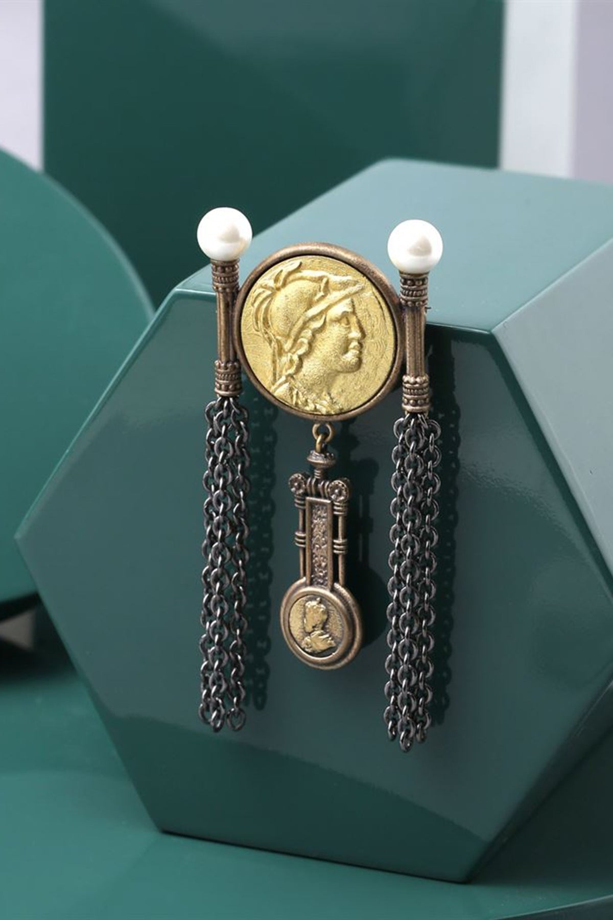 Dual Tone Denarius Coin Brooch