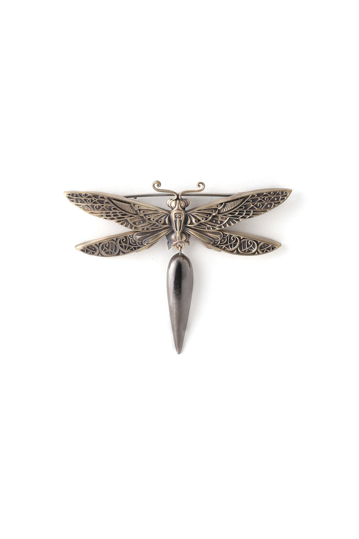 Red Metal Toned Dragonfly Brooch