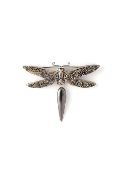 Red Metal Toned Dragonfly Brooch