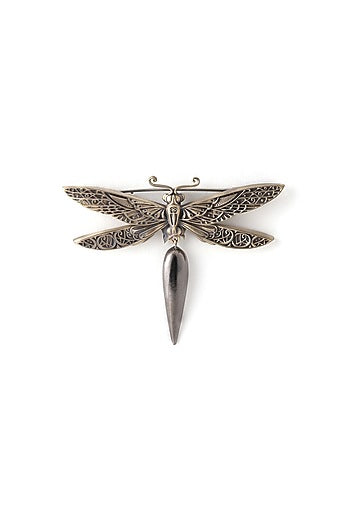 Red Metal Toned Dragonfly Brooch
