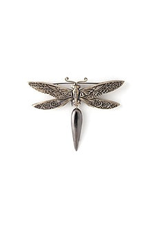 Red Metal Toned Dragonfly Brooch