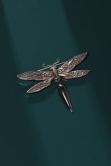 Red Metal Toned Dragonfly Brooch