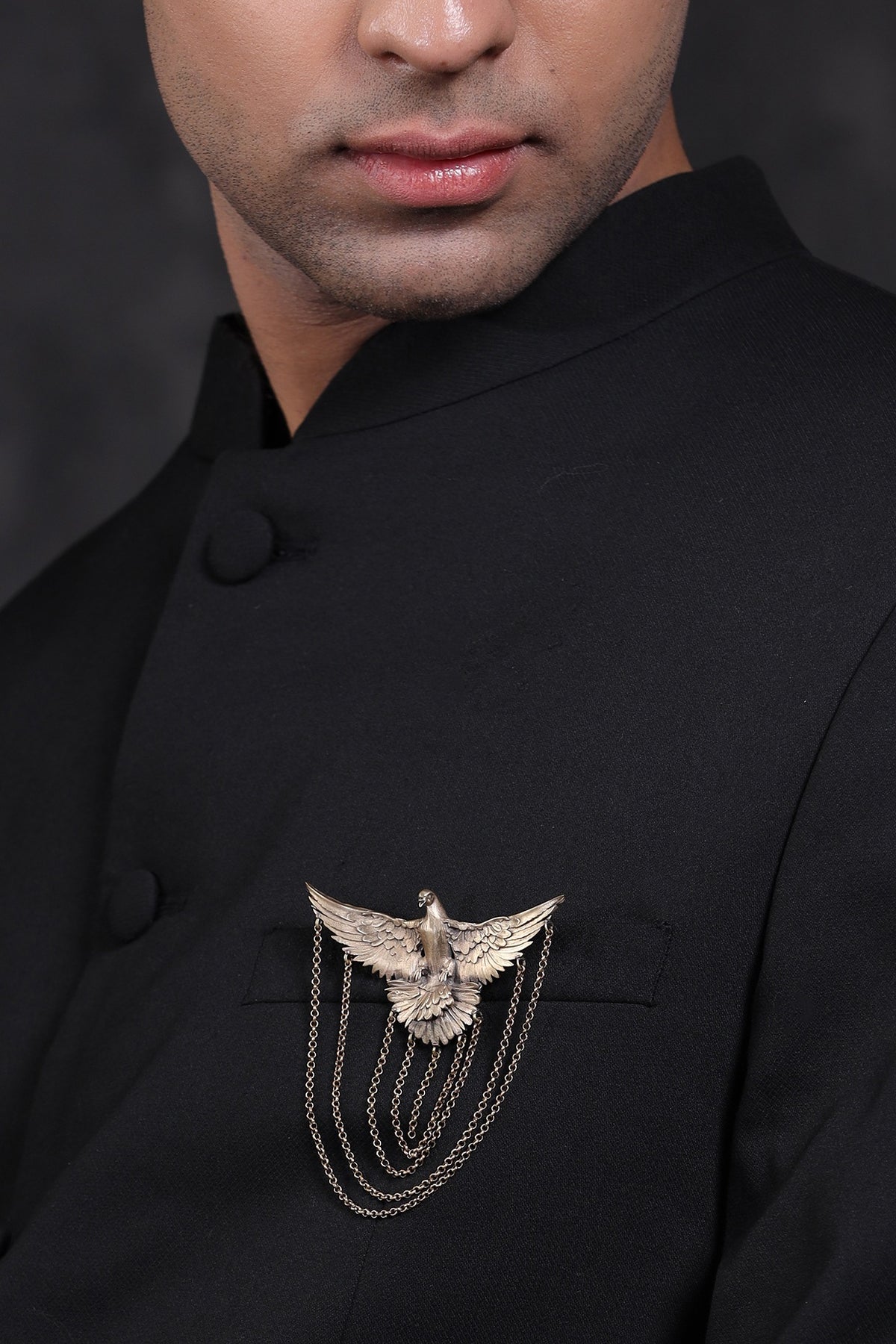 Antique Gold Flying Phoenix Brooch
