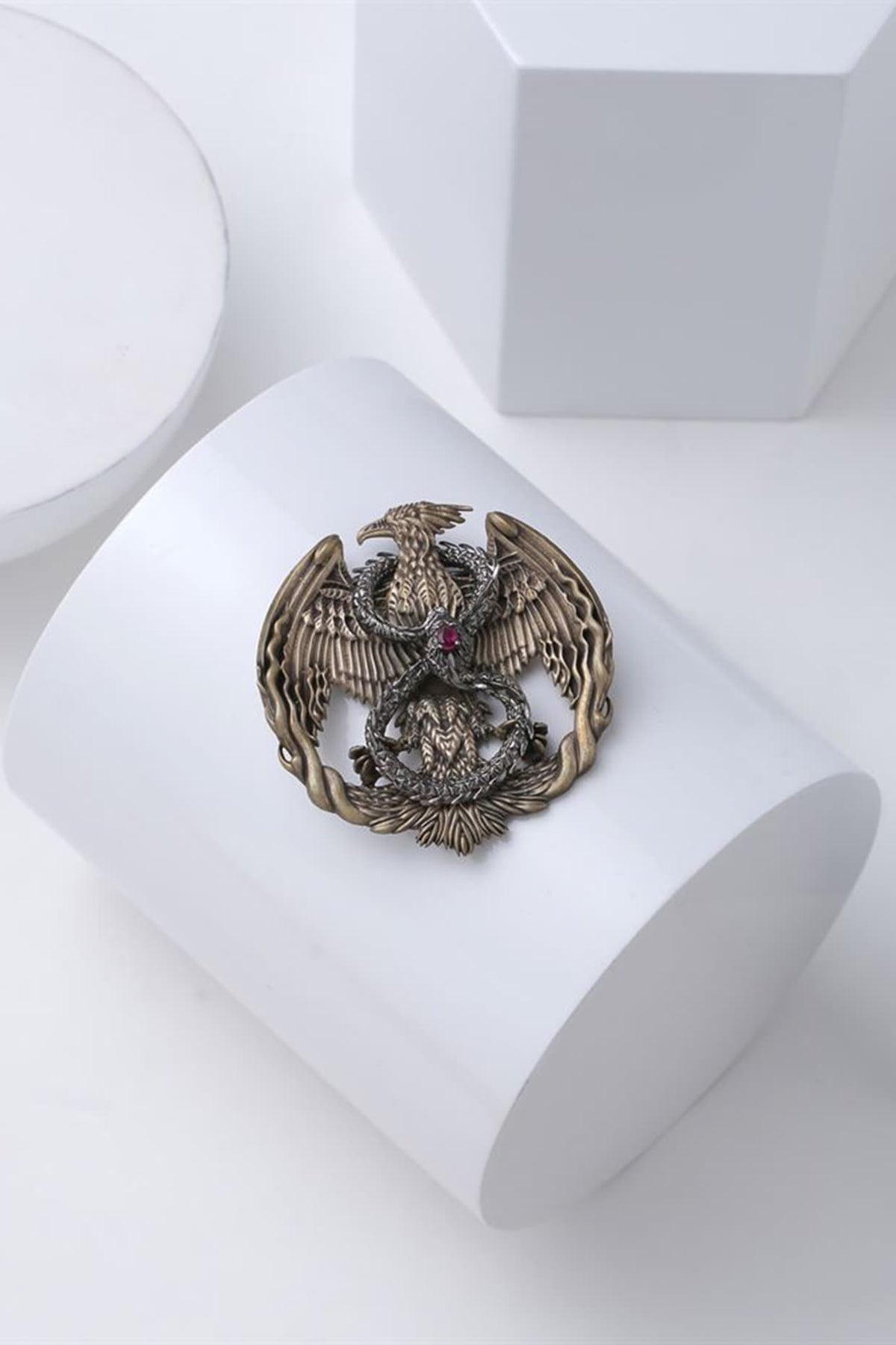 Dual Toned Mythical Phoenix Brooch