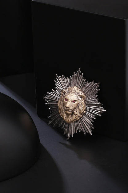 Dual Toned Lion Brooch