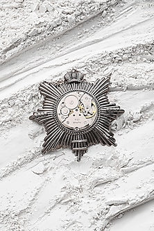 Dual Toned Crown Compass Brooch