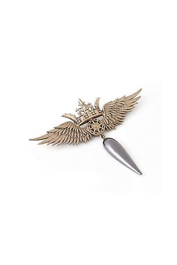 Dual Toned Crowned Phoenix Brooch