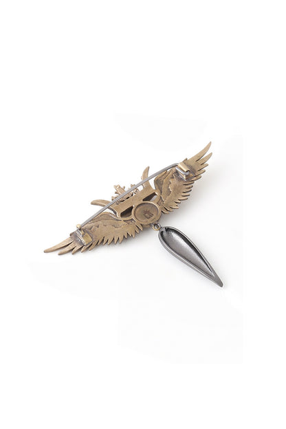Dual Toned Crowned Phoenix Brooch