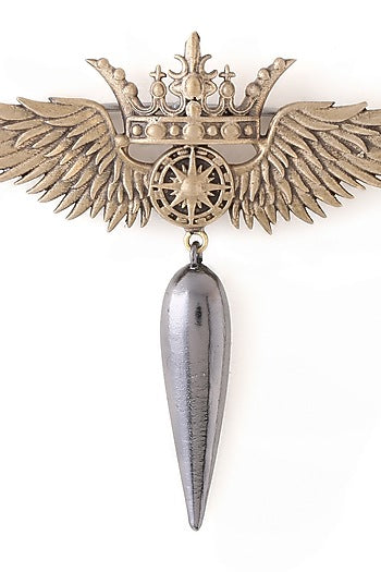 Dual Toned Crowned Phoenix Brooch