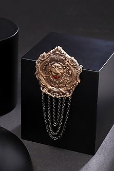 Dual Toned Royal Lion Emblem Brooch