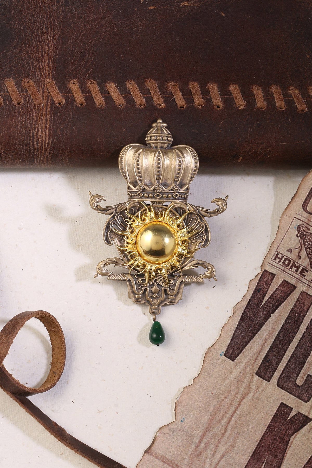 Golden Clock Brooch