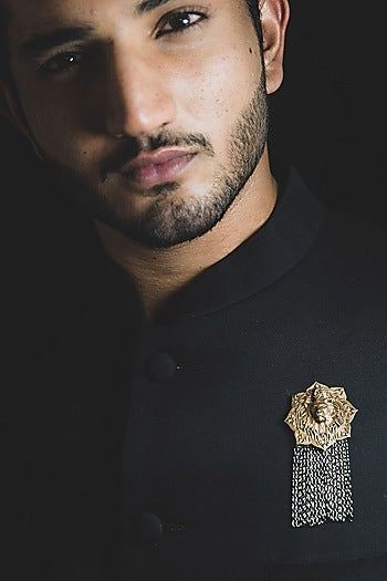Dual Tone Finish Brass Brooch With Lapel Pin
