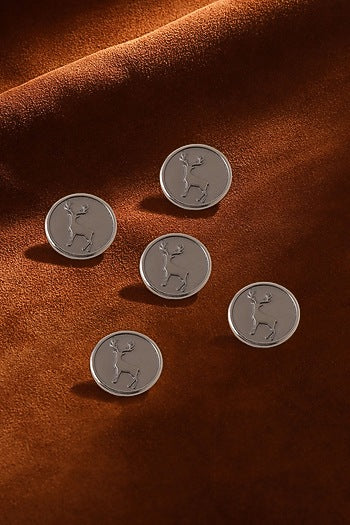 Dark Grey Daring Deer Buttons (Set of 5)