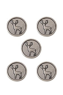 Dark Grey Daring Deer Buttons (Set of 5)