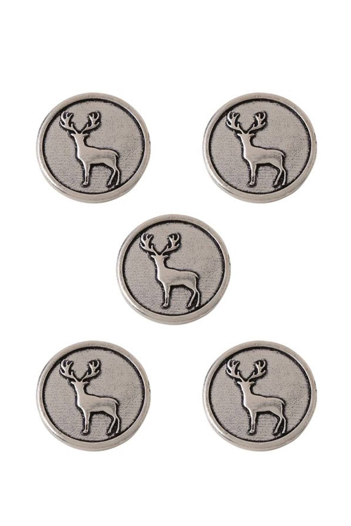 Dark Grey Daring Deer Buttons (Set of 5)