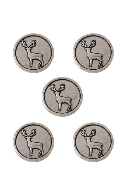 Dark Grey Daring Deer Buttons (Set of 5)