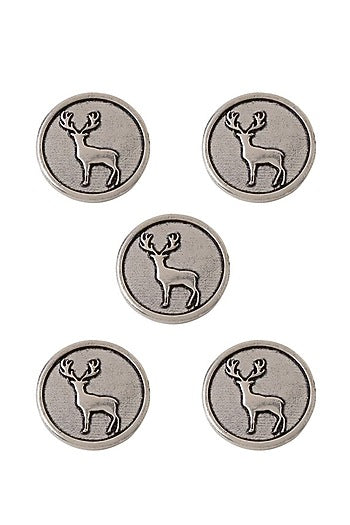 Dark Grey Daring Deer Buttons (Set of 5)