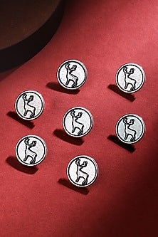 Silver Oxidised Daring Deer Buttons (Set of 7)