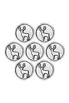 Silver Oxidised Daring Deer Buttons (Set of 7)