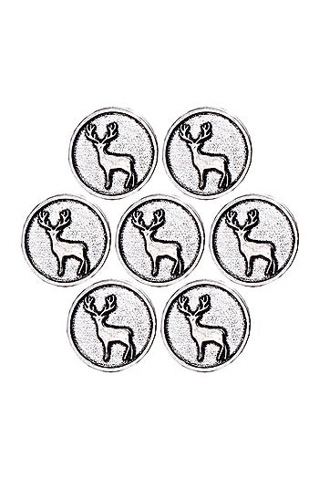 Silver Oxidised Daring Deer Buttons (Set of 7)