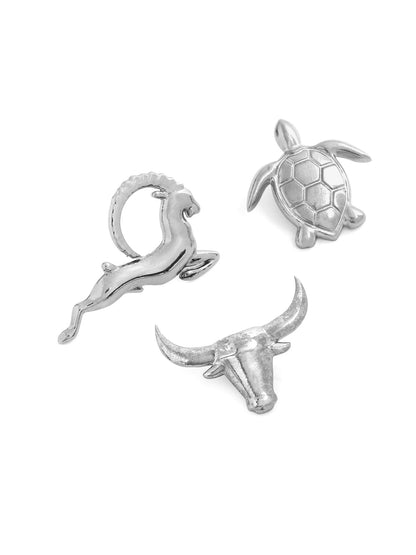 Silver Brass Brooch (Set of 3)