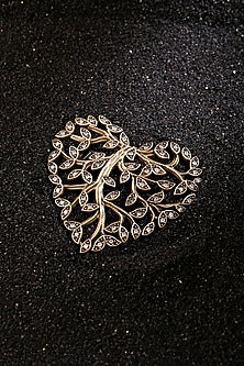 Antique Gold Finish Heart of Ivy Brooch
