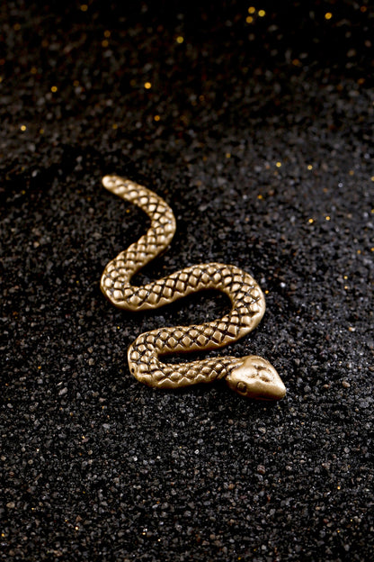 Antique Gold Finish Hand-Curated Rattle Snake Brooch
