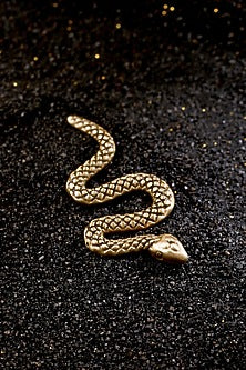 Antique Gold Finish Hand-Curated Rattle Snake Brooch