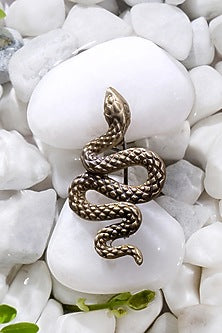 Antique Gold Finish Hand-Curated Tangled Python Brooch