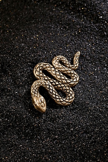 Antique Gold Finish Hand-Curated Tangled Python Brooch