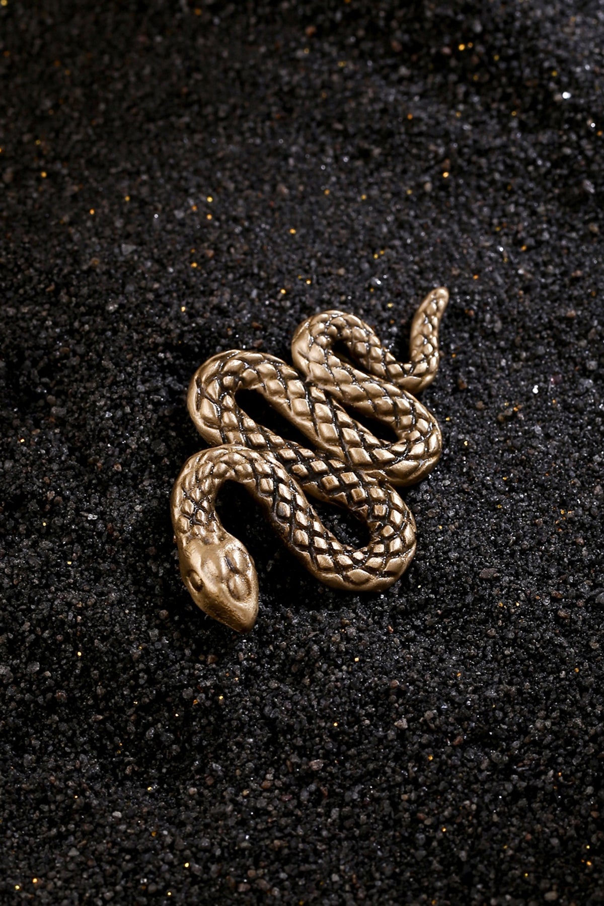 Antique Gold Finish Hand-Curated Tangled Python Brooch