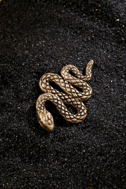Antique Gold Finish Hand-Curated Tangled Python Brooch