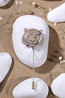 Antique Gold Finish Roaring Tiger Lapel Pin