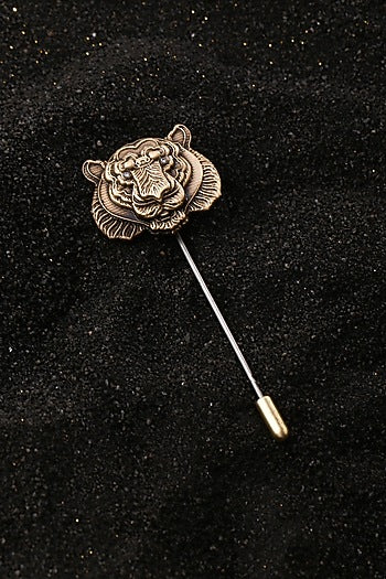 Antique Gold Finish Roaring Tiger Lapel Pin