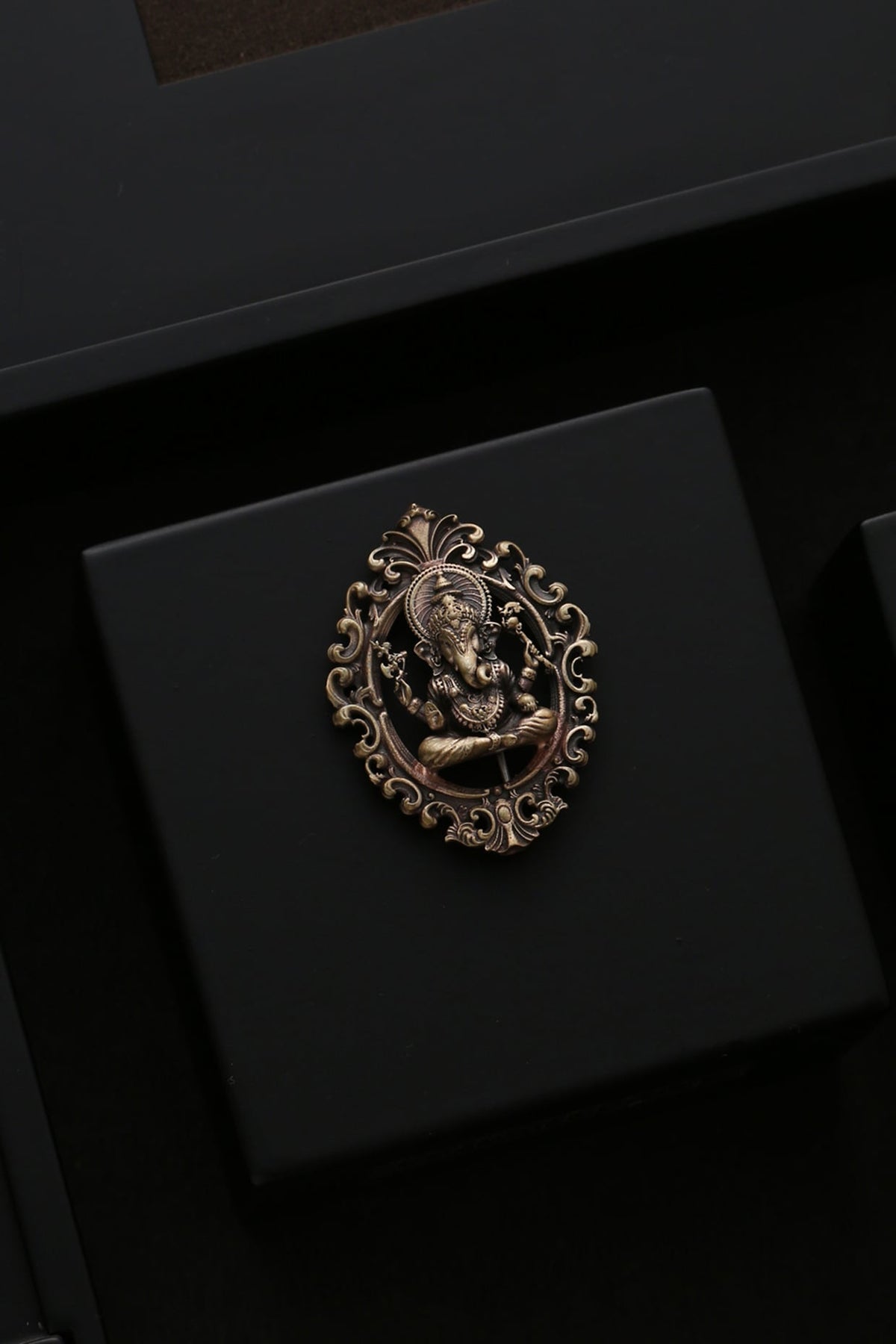 Gold Brass Ganesha Brooch