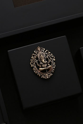 Gold Brass Ganesha Brooch