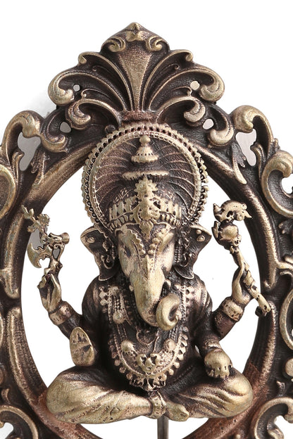 Gold Brass Ganesha Brooch