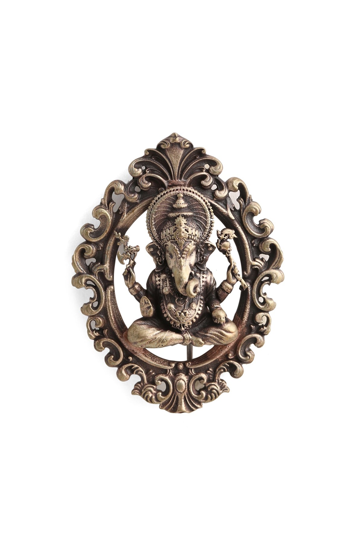 Gold Brass Ganesha Brooch