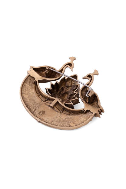 Antique Gold Finish Bird Of India Brooch
