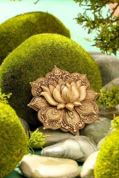 Antique Gold Brass Lotus Elegance Brooch