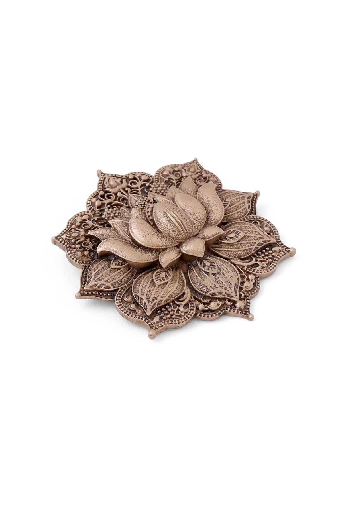 Antique Gold Brass Lotus Elegance Brooch