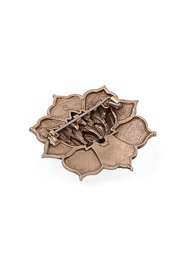 Antique Gold Brass Lotus Elegance Brooch
