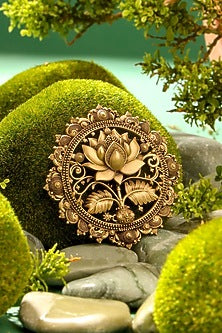 Antique Gold Brass Flower Of Life Brooch