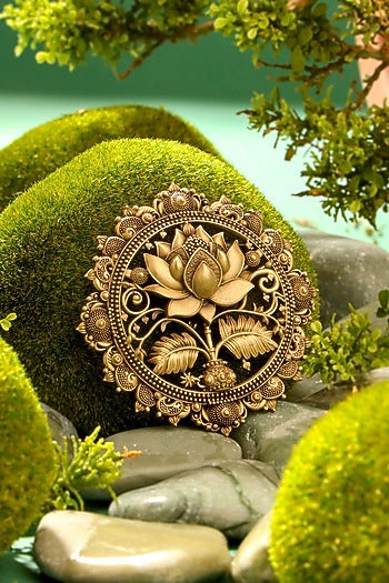 Antique Gold Brass Flower Of Life Brooch