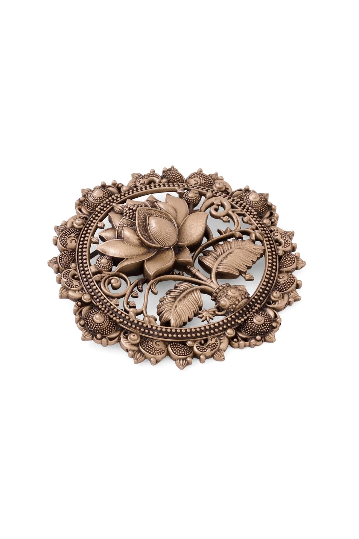 Antique Gold Brass Flower Of Life Brooch
