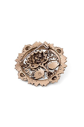 Antique Gold Brass Flower Of Life Brooch