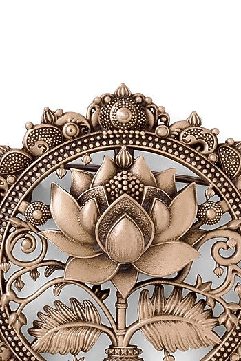 Antique Gold Brass Flower Of Life Brooch